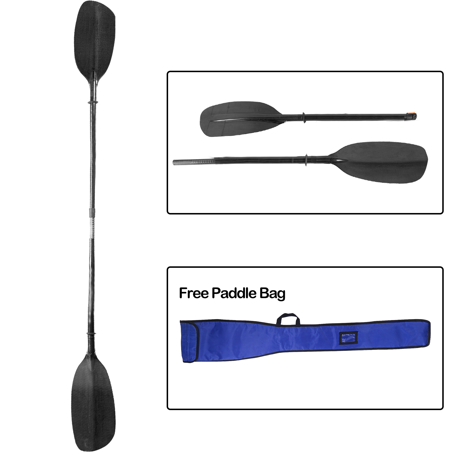 Kayak Paddle Carbon - カヤック,サーフィン,カヤック,カヌー用の100% gカーボンホワイトウォーターパドル,ストレートシャフト付きインフレータブルパドル