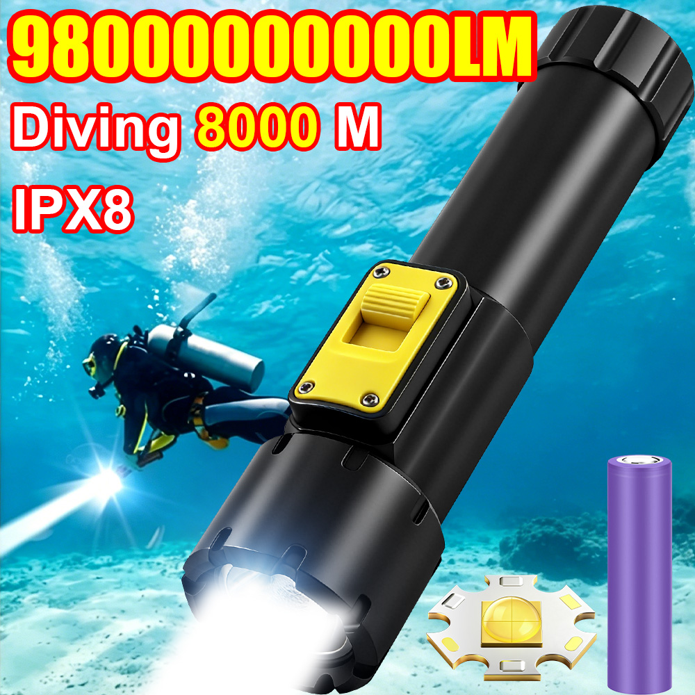 Underwater Flashlight - 新しい 98000000000LM 強力な XHP360 ダイビング懐中電灯 IPX8