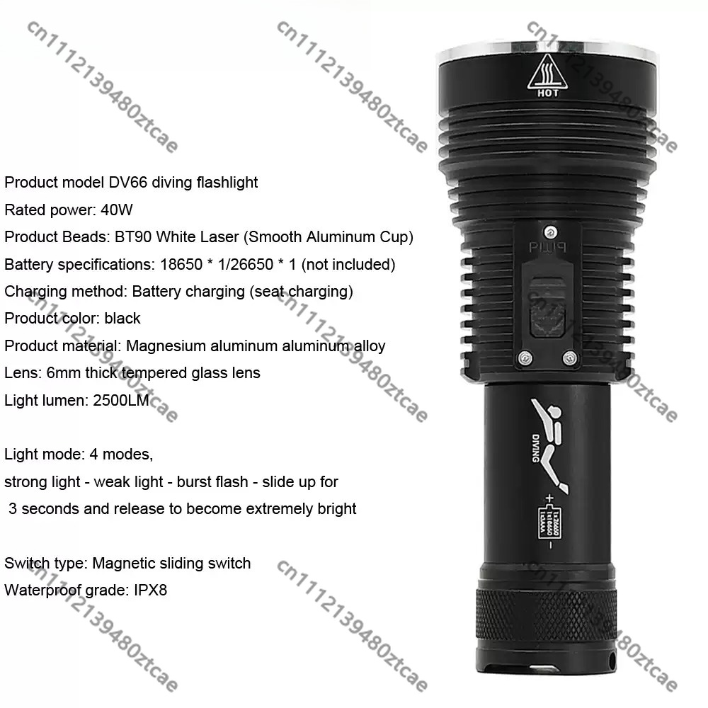 高出力ホワイトレーザーダイビング懐中電灯 長距離照射 ハンド - Underwater Flashlight のレビューと価格