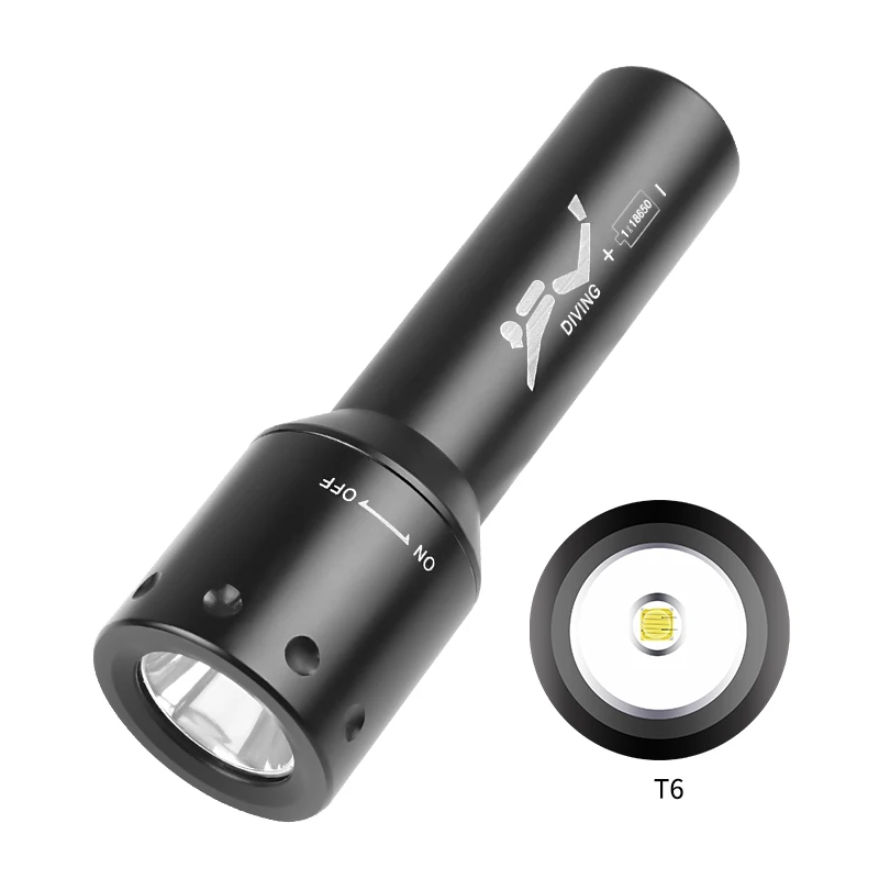 新しい T6 LED ダイビングトーチ長距離水中作業写真照明 - Underwater Flashlight のレビューと価格