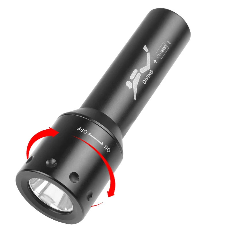 新しい T6 LED ダイビングトーチ長距離水中作業写真照明 - Underwater Flashlight のレビューと価格
